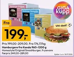 Gigaboks Hamburgere fra Kanda 960–1200 g tilbud