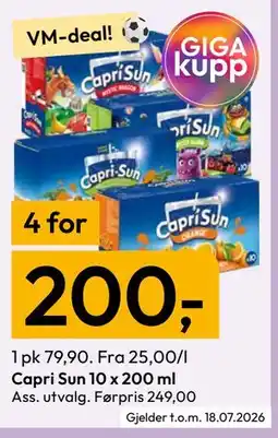 Gigaboks Capri Sun 10 x 200 ml tilbud
