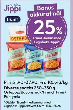 Gigaboks Diverse snacks 250–350 g, Medlemspris tilbud