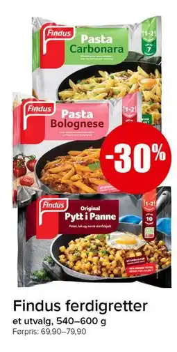 Spar Findus ferdigretter tilbud