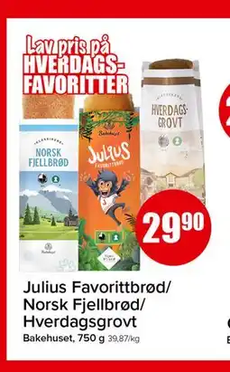 Spar Julius Favorittbrød/ Norsk Fjellbrød/ Hverdagsgrovt tilbud
