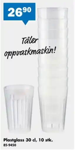 Biltema Plastglass 30 cl, 10 stk. tilbud