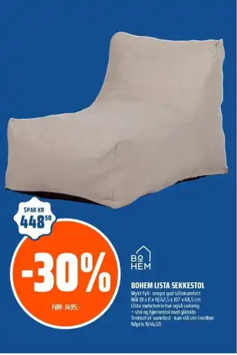 Coop Obs Bohem lista sekkestol tilbud