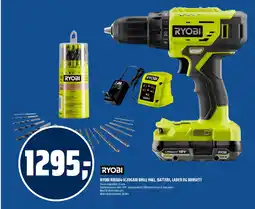 Coop Obs RYOBI R18DD4-1C20GA18 Drill inkl. batteri, lader og borsett tilbud