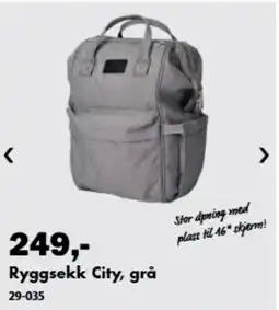 Biltema Ryggsekk City, grå tilbud