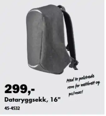 Biltema Dataryggsekk, 16" tilbud