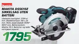 Coop Byggmix Makita DSS610Z Sirkelsag uten batteri tilbud