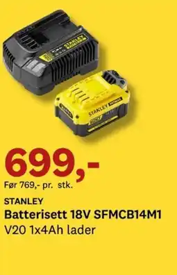 Bygger'n Stanley batterisett 18v sfmcb14m1 tilbud