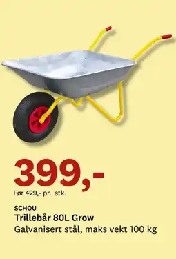Bygger'n Schou trillebår 80l grow tilbud