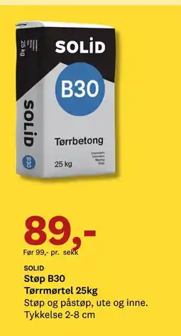 Bygger'n SOLID Støp B30 Tørrmørtel tilbud