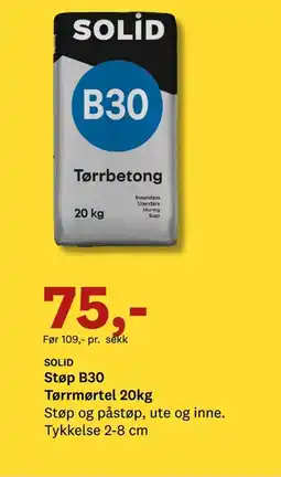 Bygger'n SOLID Støp B30 Tørrmørtel tilbud