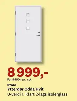Bygger'n BYGG1 Ytterdør Odda Hvit tilbud