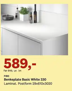 Bygger'n FIBO Benkeplate Basic White 330 tilbud
