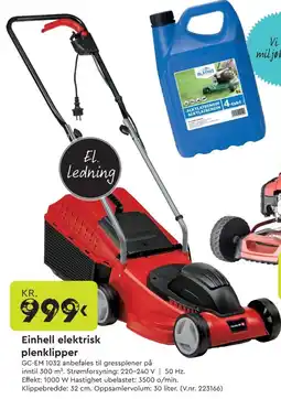 Mekk Einhell elektrisk plenklipper tilbud