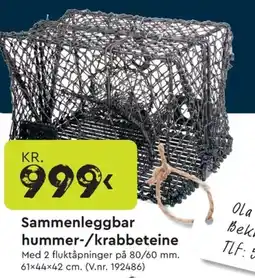 Mekk Sammenleggbar hummer-/krabbeteine tilbud
