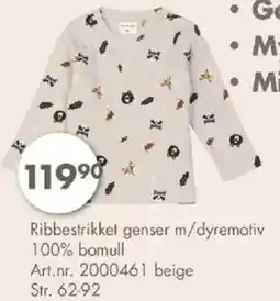 Sparkjøp Ribbestrikket genser m/dyremotiv tilbud