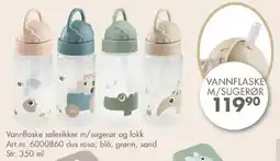 Sparkjøp Vannflaske sølesikker m/sugerør og lokk tilbud