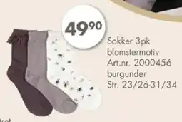 Sparkjøp Sokker 3pk blomstermotiv tilbud