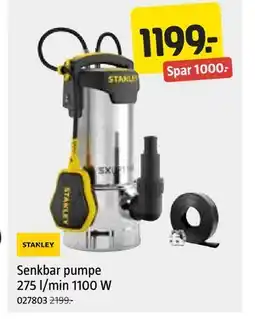 Jula Senkbar pumpe 275 l/min 1100 W tilbud