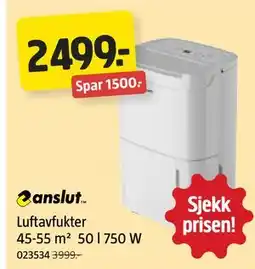 Jula Luftavfukter 45-55 m² 50 l 750 W tilbud