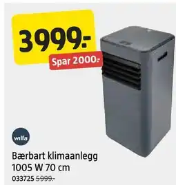 Jula Bærbart klimaanlegg 1005 W 70 cm tilbud