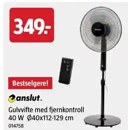 Jula Gulvvifte med fjernkontroll 40 W Ø40x112-129 cm tilbud