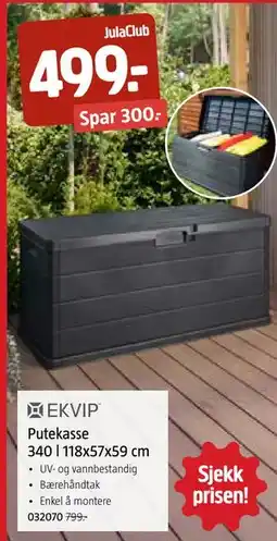 Jula Putekasse 340 l 118x57x59 cm, Medlemspris tilbud