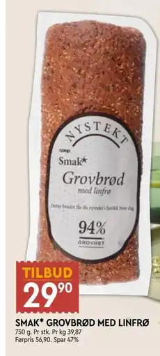 Coop Mega SMAK* GROVBRØD MED LINFRØ tilbud