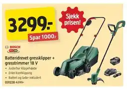 Jula Batteridrevet gressklipper + gresstrimmer 18 V tilbud