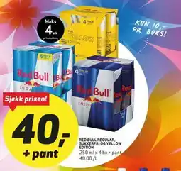 Bunnpris RED BULL REGULAR, SUKKERFRI OG YELLOW EDITION tilbud