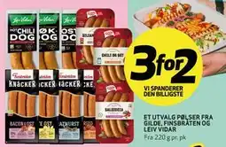 Bunnpris ET UTVALG PØLSER FRA GILDE, FINSBRÅTEN OG LEIV VIDAR tilbud