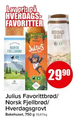 Spar Julius Favorittbrød/ Norsk Fjellbrød/ Hverdagsgrovt tilbud