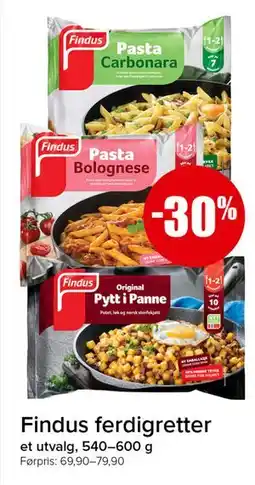Spar Findus ferdigretter tilbud