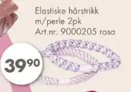 Sparkjøp Elastiske hårstrikk m/perle 2pk tilbud