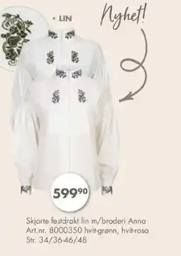 Sparkjøp Skjorte festdrakt lin m/broderi Anna tilbud