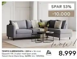 Skeidar TEMPO HJØRNESOFA tilbud
