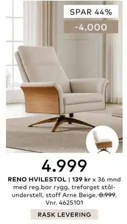 Skeidar RENO HVILESTOL tilbud