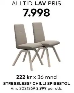 Skeidar STRESSLESS CHILLI SPISESTOL tilbud