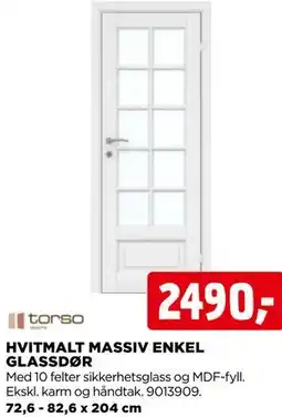 jem & fix HVITMALT MASSIV ENKEL GLASSDØR tilbud