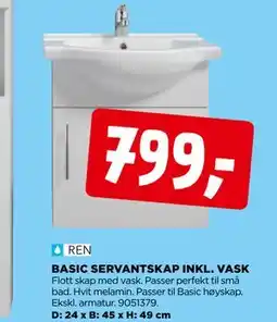 jem & fix BASIC SERVANTSKAP INKL. VASK tilbud