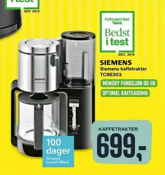 Skousen Siemens kaffetrakter TC86303 tilbud