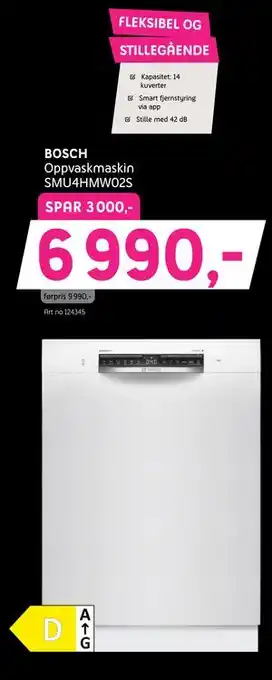 BOSCH Oppvaskmaskin SMU4HMW02S