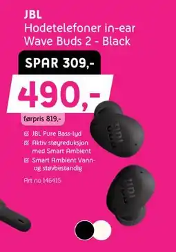 ELON JBL Hodetelefoner in-ear Wave Buds 2 - Black tilbud