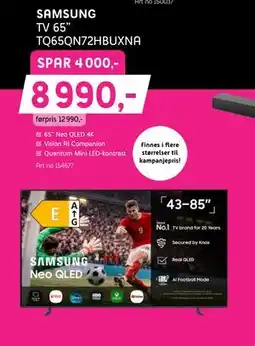 ELON SAMSUNG TV 65” TQ65QN72HBUXNA tilbud