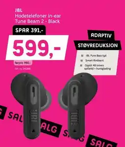 ELON JBL Hodetelefoner in-ear Tune Beam 2 - Black tilbud