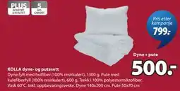 JYSK KOLLA dyne- og putesett tilbud