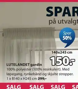 JYSK LUTELANDET gardin tilbud