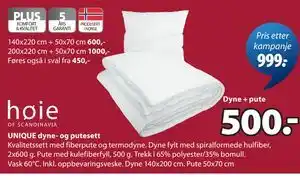 JYSK UNIQUE dyne- og putesett tilbud