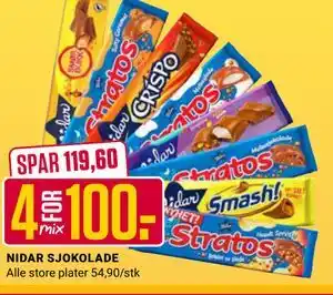 Europris NIDAR SJOKOLADE tilbud