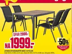 Europris ATHEN SPISEGRUPPE MED 4 STOLER tilbud